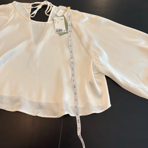 H&M Cream Crop Tie Back Blouse - Picture 7 of 12